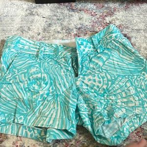 Blue shell print lilly shorts